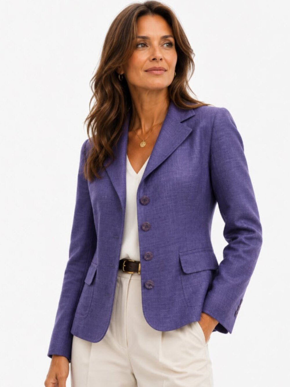 Mikane Silk Violet Tailored Blazer Jacket Size 12 Career Classic